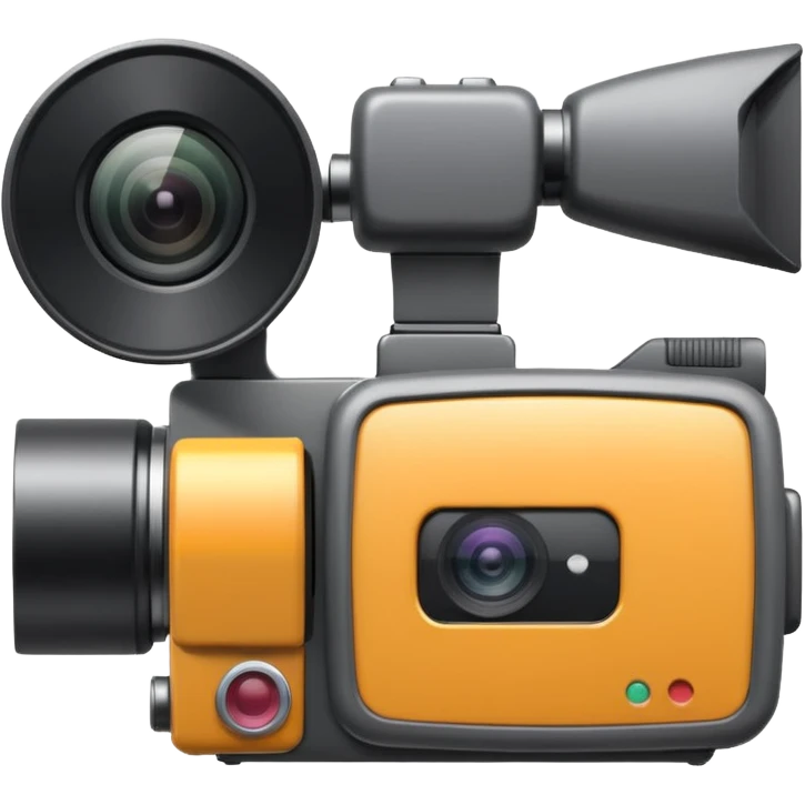 video camera object icon, camcorder style, side screen, detailed lens, 3D cartoon, mobile game icon style, centered, clean background, no text, no watermark
  emoji