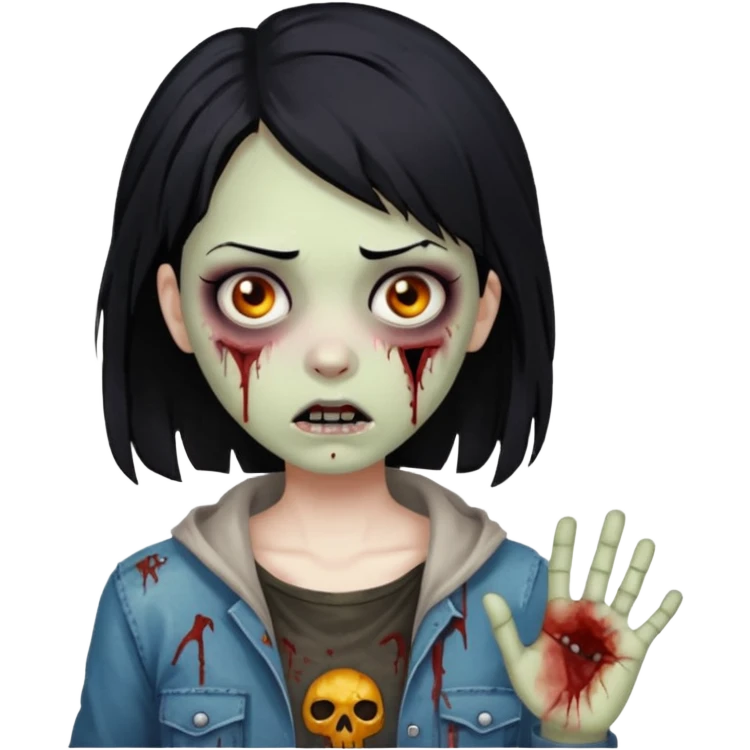 Zombie girl with black hair emoji