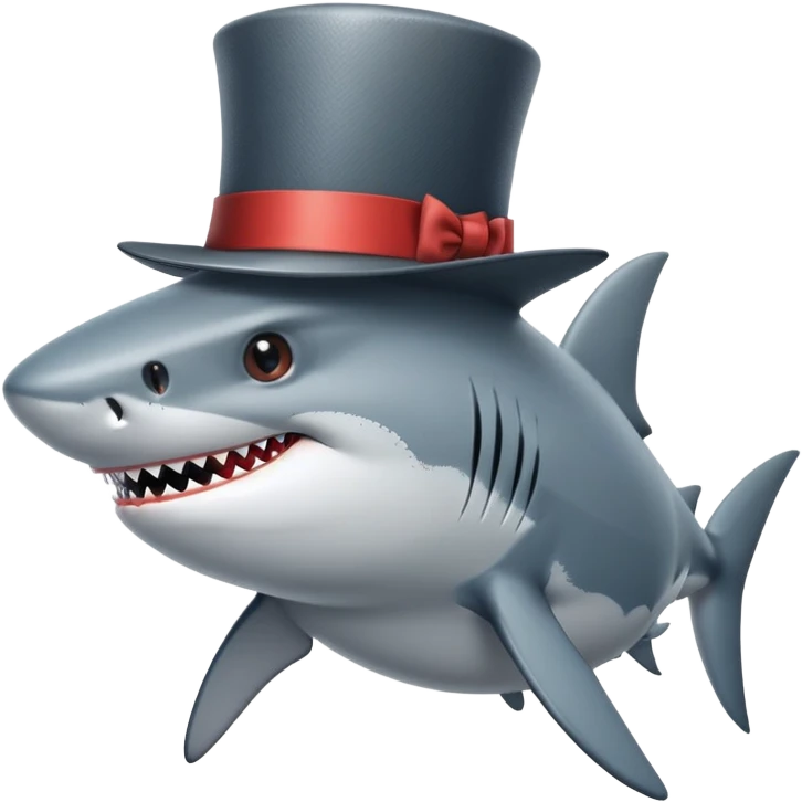 Shark with a top hat emoji