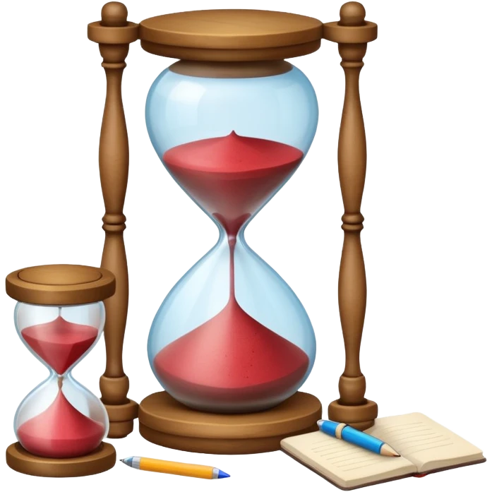 hourglass next to a notebook emoji
