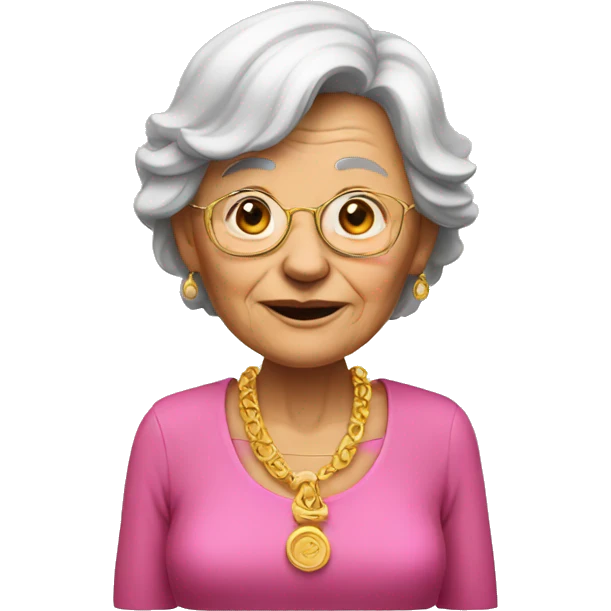 old woman with gold and pink shirt emoji