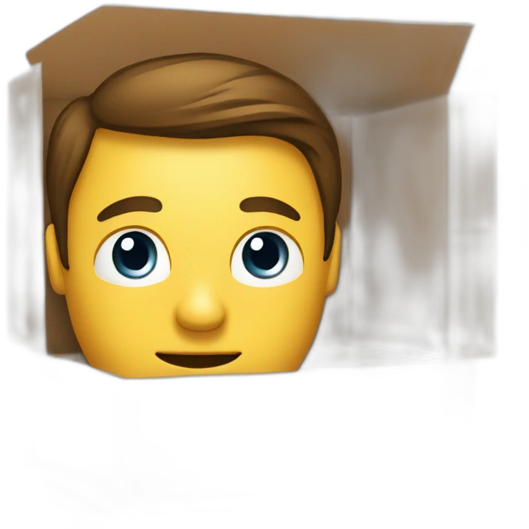 business man looking out of box emoji