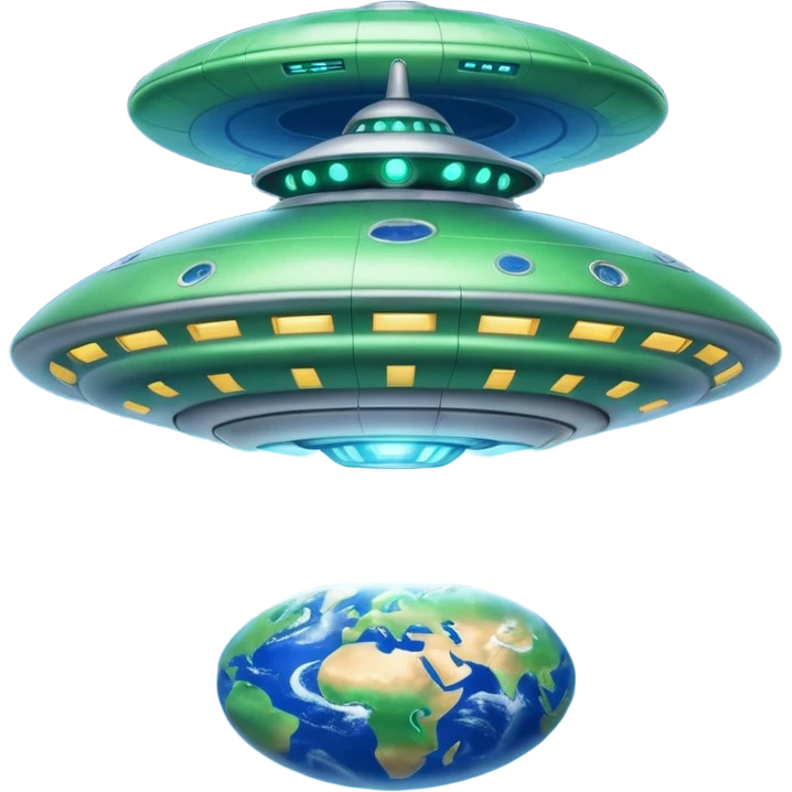 UFO mother ship attacking round earth emoji