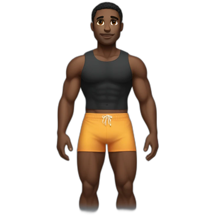 soft muscular black man in boxer (beach body) emoji