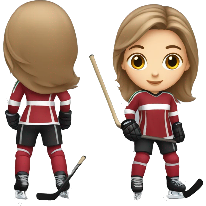 white brown hair Girl ice hockey player  emoji