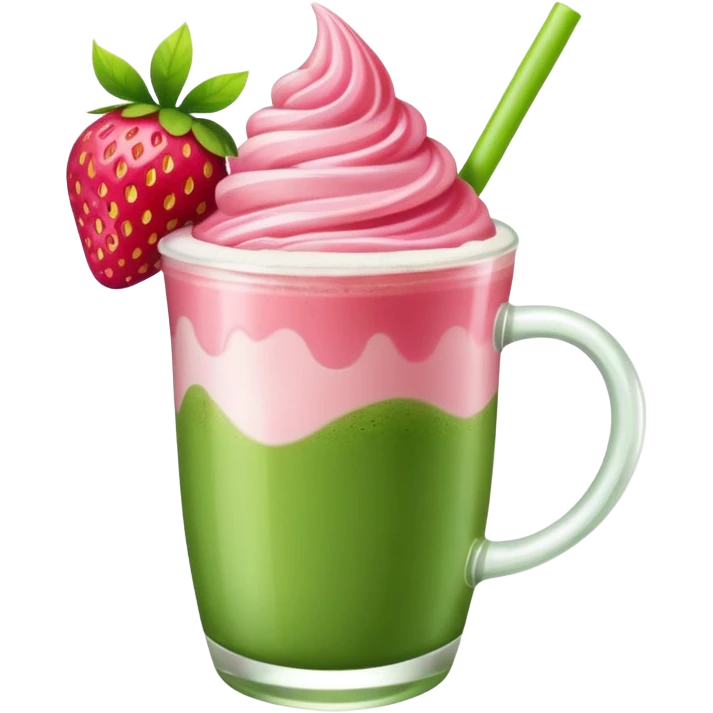 Strawberry pink and green matcha drink emoji