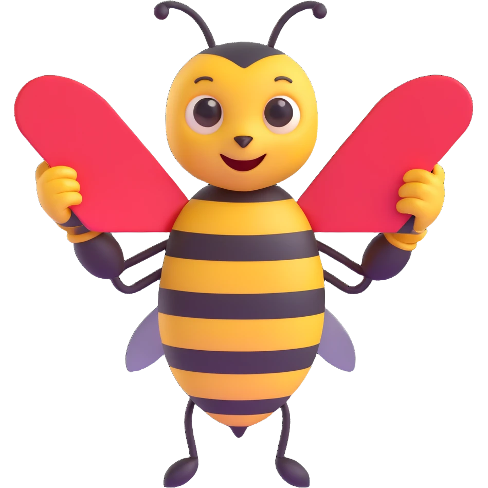 using this image, make the bee hold a red card like a referree emoji