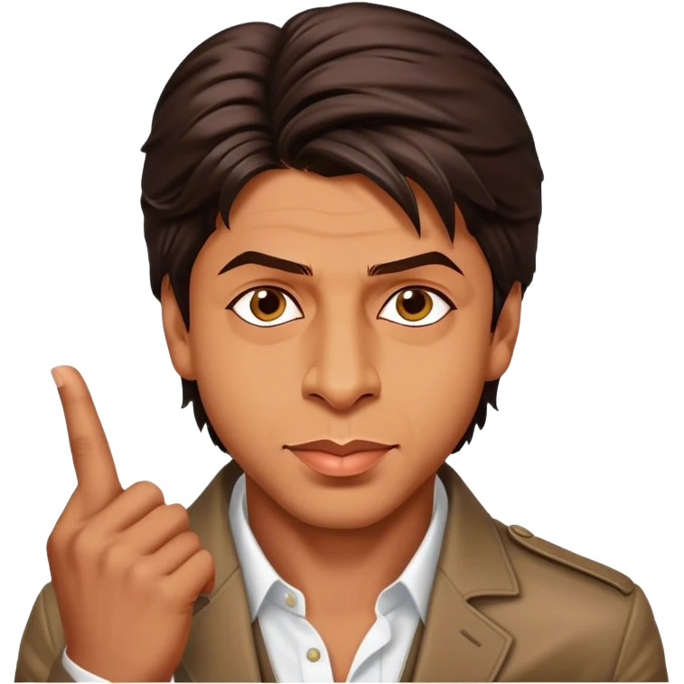Cinematic Realistic Shah Rukh Khan Pop Culture Emoji, showcasing the charismatic charm of the Bollywood superstar rendered with lifelike detail and captivating lighting. emoji