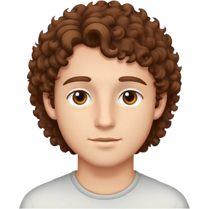 good looking young adult boy with brown curly hair and brown eyes emoji