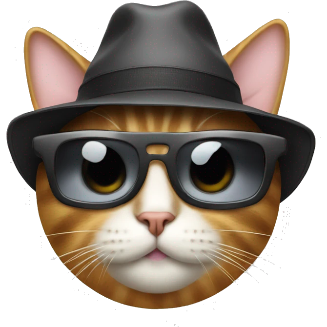 Cat wearing a hat with sunglasses emoji