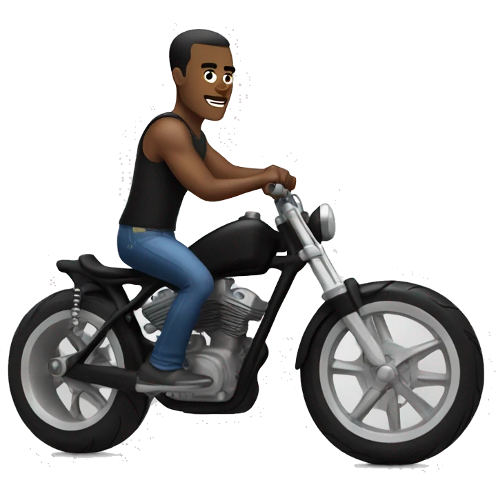 Muscle WHITE man in  custom black bike emoji