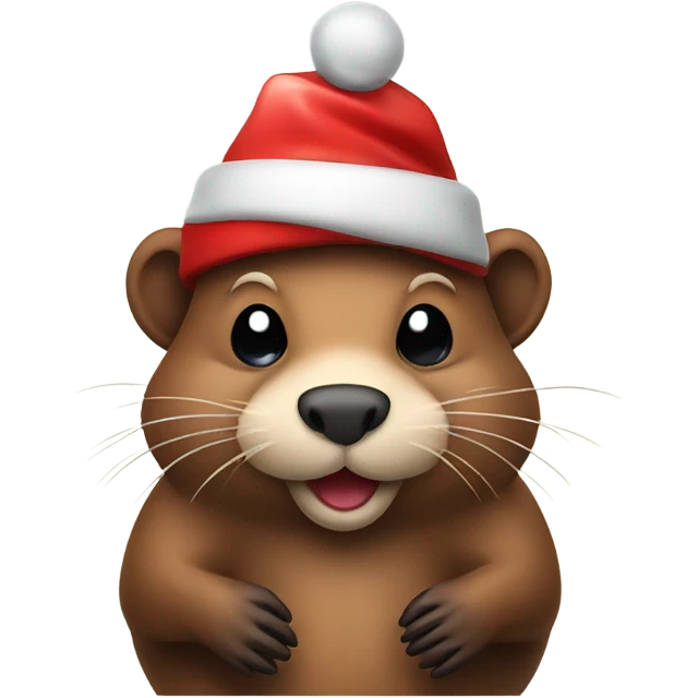 Beaver with christmas hat emoji