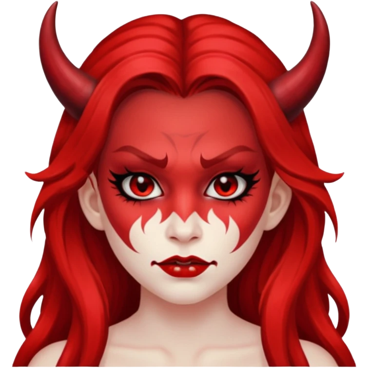 a long-haired red face paint devil girl  emoji