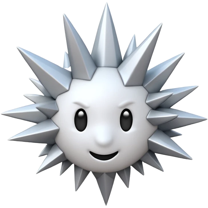 iOS-style 3D emoji: jagged abstract burst with irregular sharp spikes, bright white and light gray tones, subtle glossy reflections, conveying sudden impact; no circles, no yellow, no faces, no text emoji