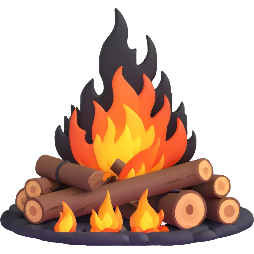 campfire with logs and flames emoji