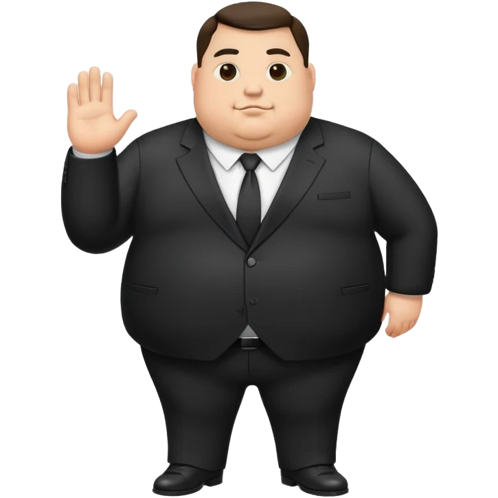 photorealistic full-length fat official in a black suit emoji