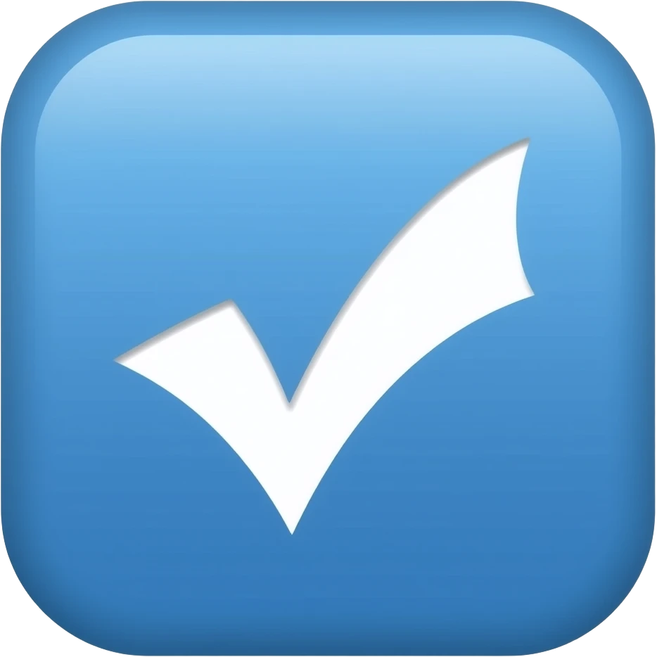 A roblox real check mark from roblox its a square with a checkmark and it’s blue A  A lot blue emoji