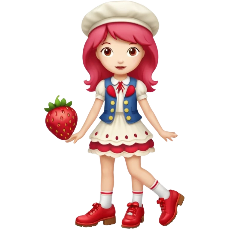 pretty and cute realistic modern day strawberry shortcake full body with red shoes emoji emoji