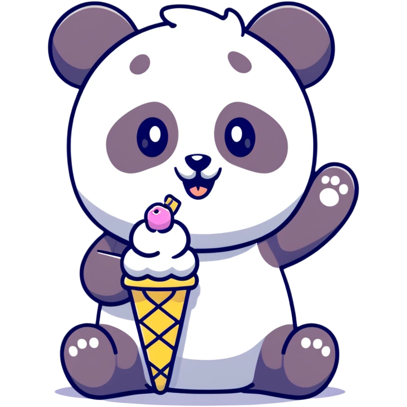 Panda eating ice cream emoji