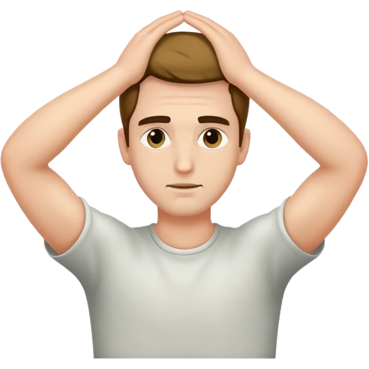 Guy with eyes rolled back hands behind head emoji