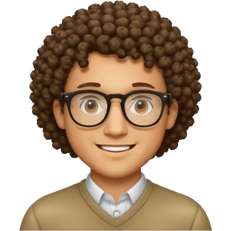 curly haired lightskin man with glasses  emoji