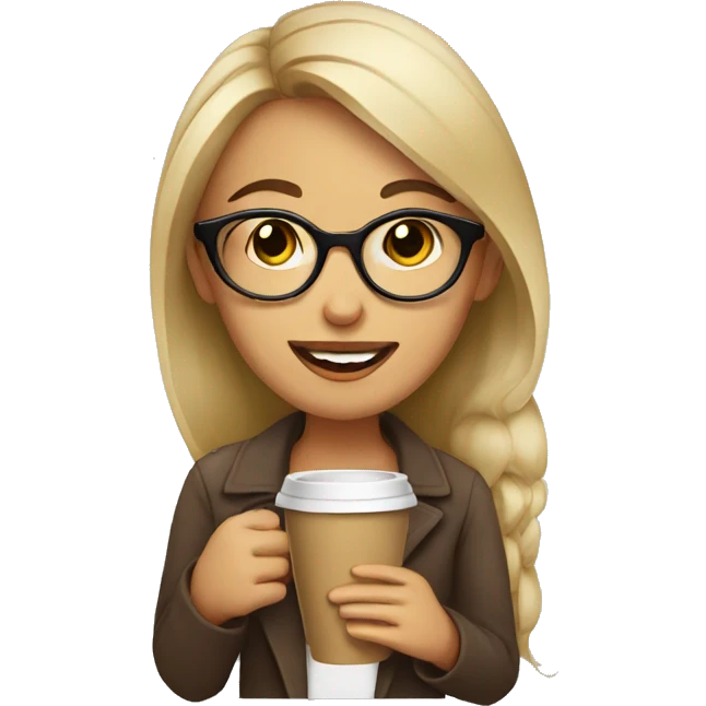 Girl wearing glasses drinking coffee emoji