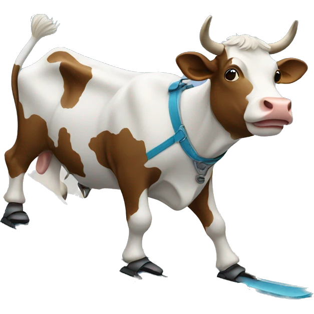 Cow skiing emoji