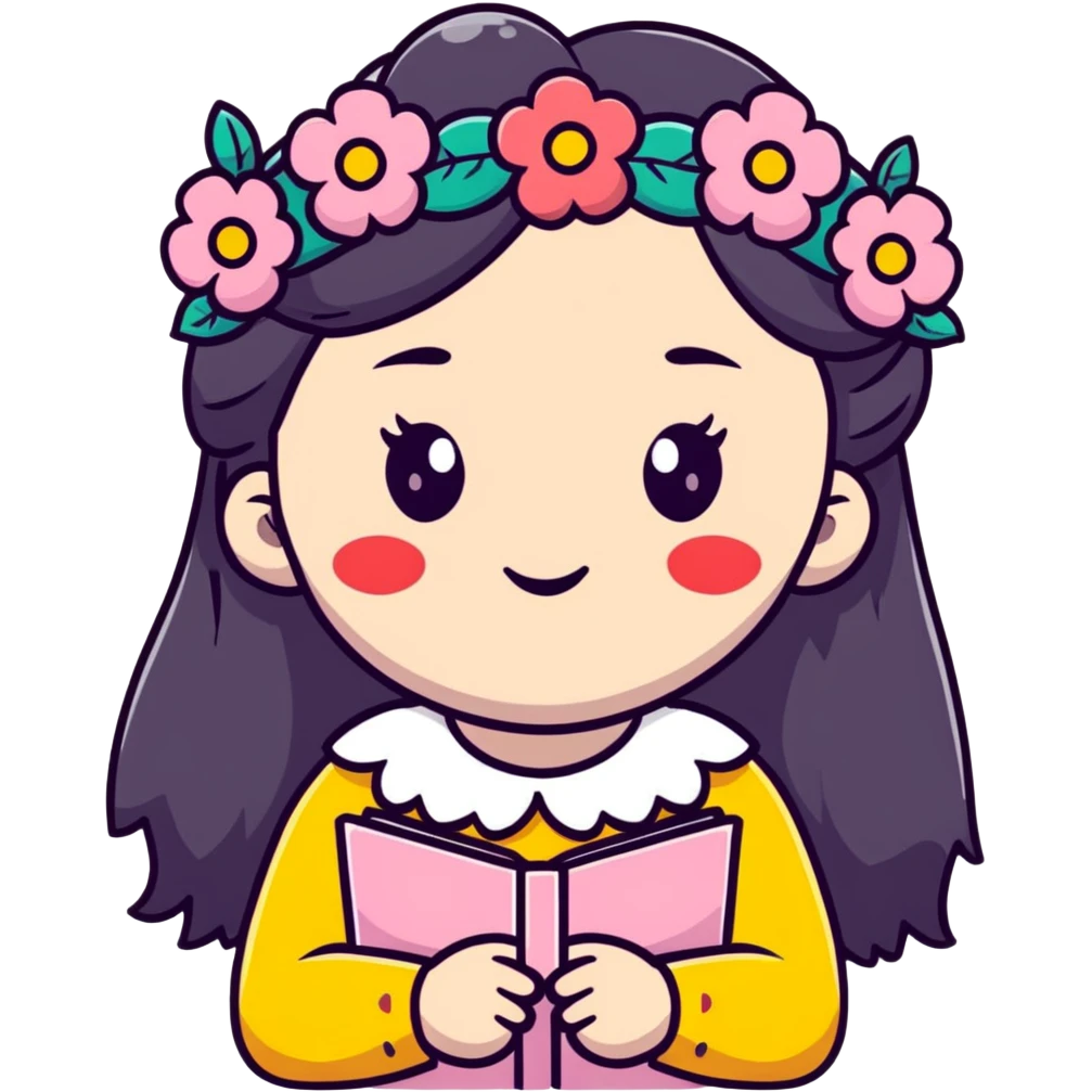 kawaii soft girl with heart cheeks and flower crown emoji