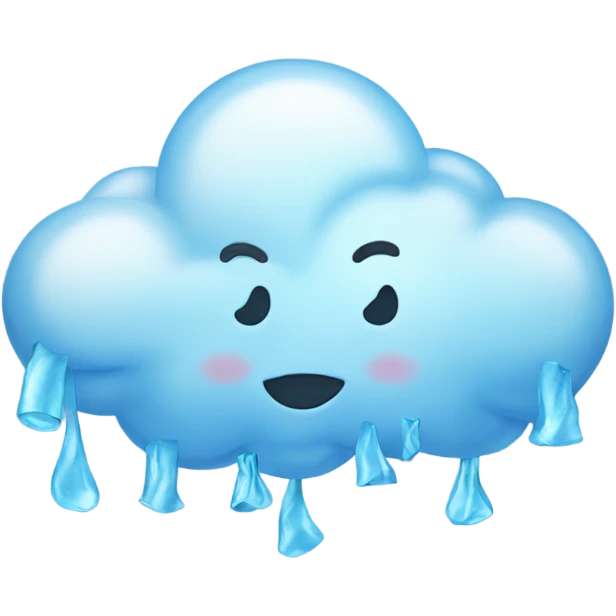 cloud raining blue bows emoji