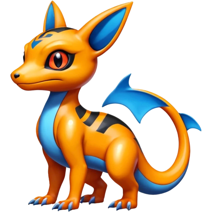 Cute Shiny Guilmon-Salandit-Umbreon-Fakémon-hybrid-creature (full body)  emoji