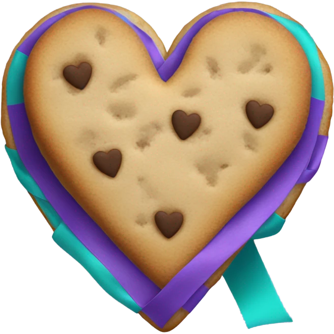 Cookie heart with teal purple awareness ribbon emoji