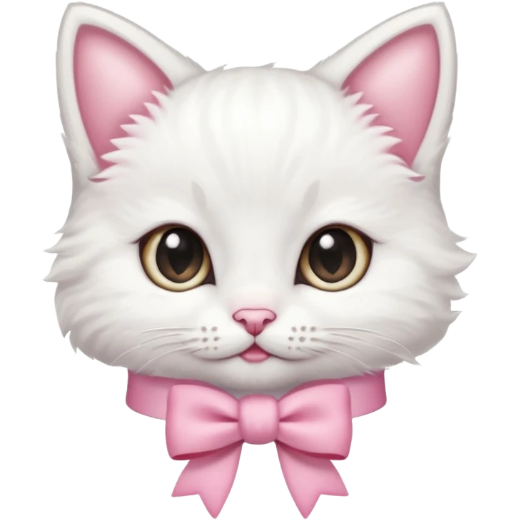 Uma gatinha branca com lacinho rosa emoji