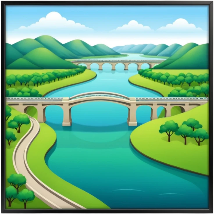 Hangang river with bridges and green park emoji