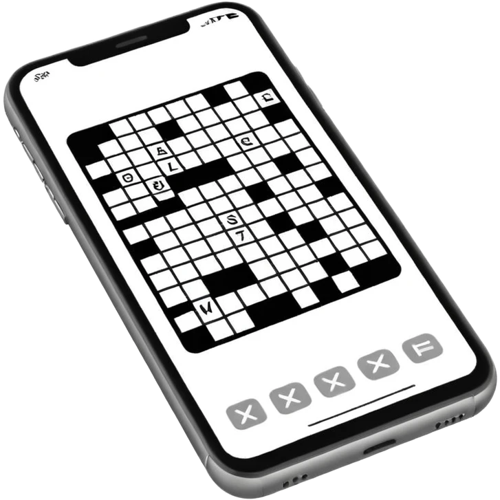 Black and White Crossword on smartphone display emoji