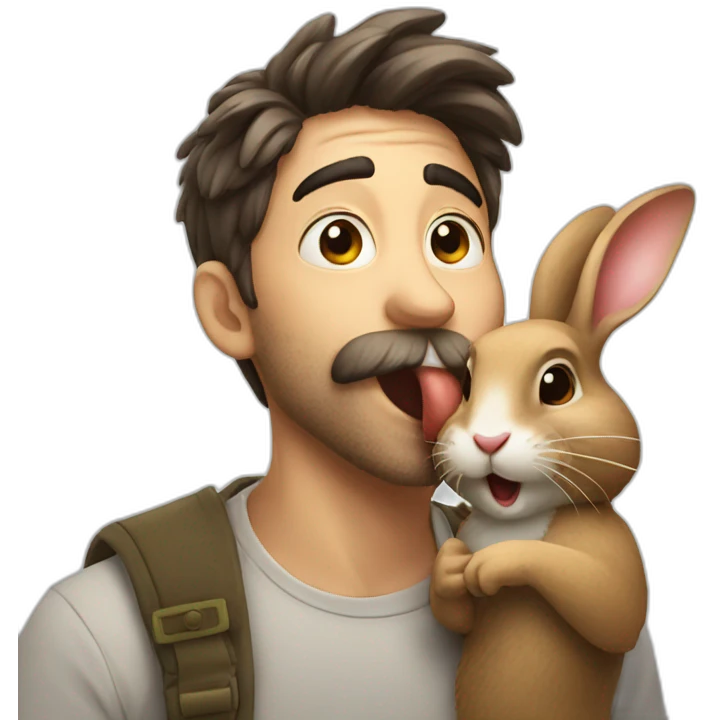 Man licking rabbit emoji