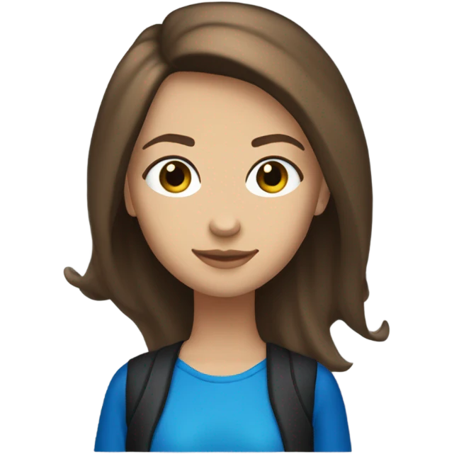 Teenage girl brown hair light skin and a blue quad Yamaha  emoji
