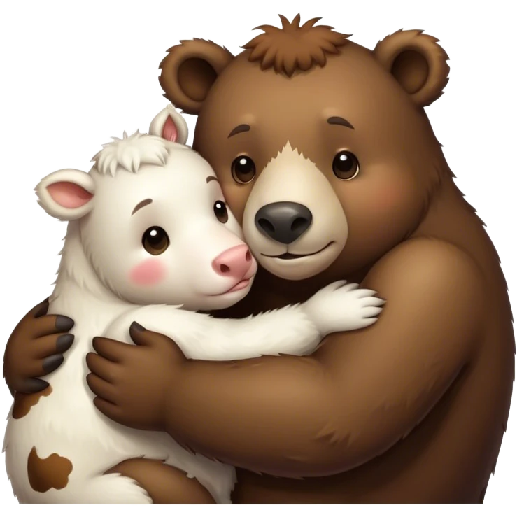 Bear hugging a cow emoji
