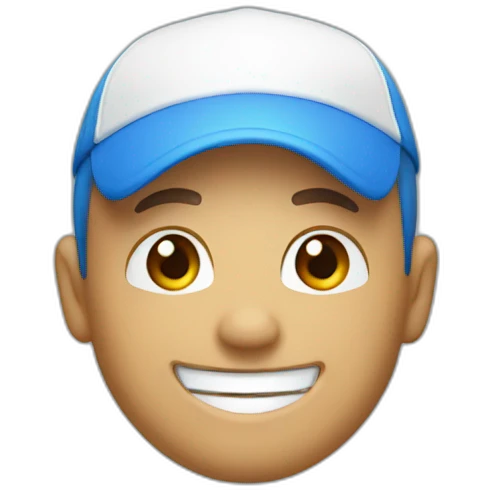 face smiling with a white cap and a blue shirt emoji
