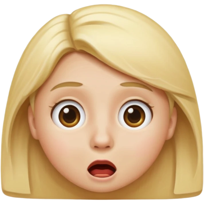 shocked blonde emoji, apple emoji style, round face, raised eyebrows, mouth agape, minimal, no text emoji