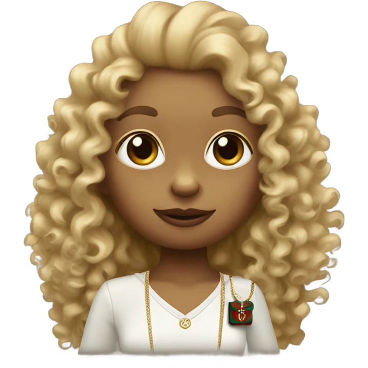 Blond Curly haired girl monkey with gucci little cross bag emoji