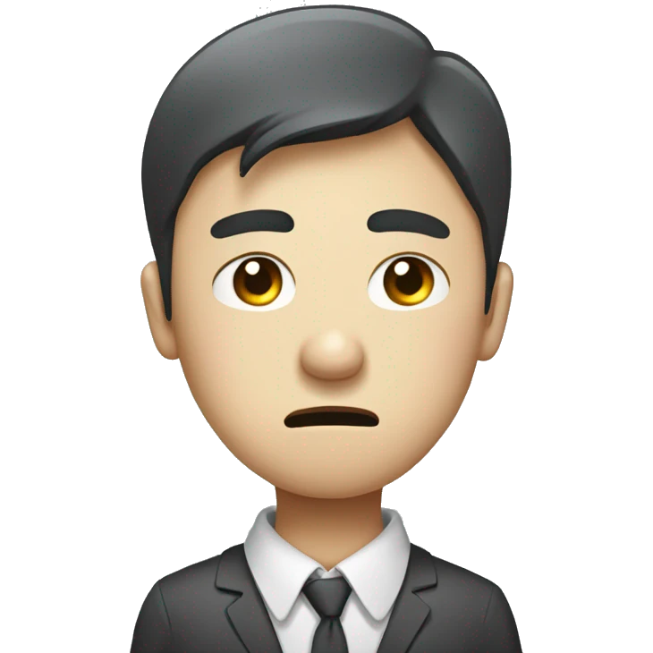 Crooked back and shoulders, Korean office worker, tired and sad expression emoji