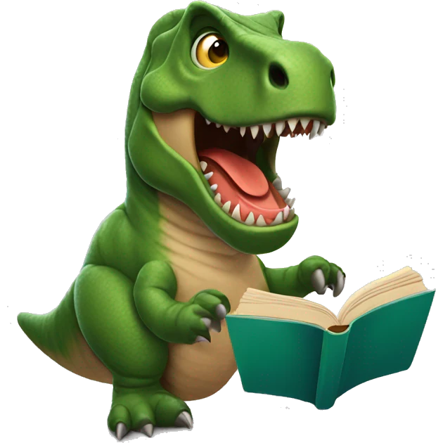 T rex Reading a book emoji