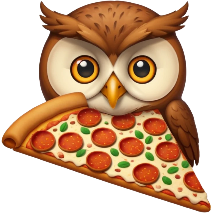un gufo che mangia la pizza in formato emoji emoji