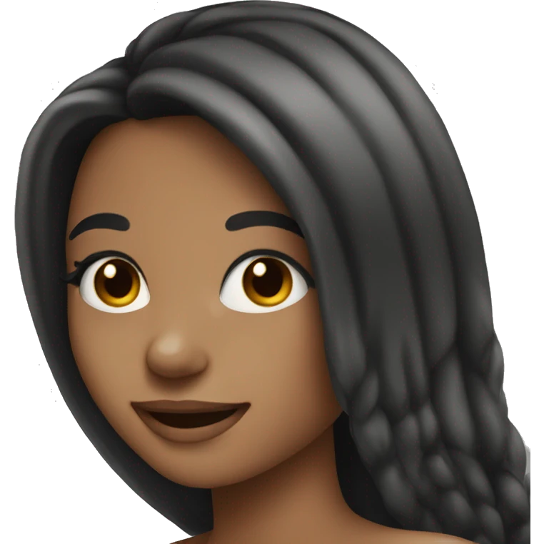 girl with long lashes long hair and long nails smiling emoji