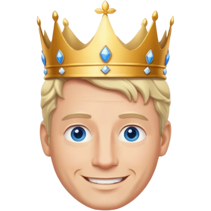 middle age white prince  with crown,  emoji