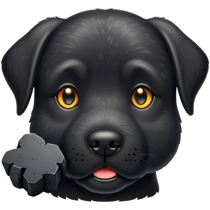 Black dog with a cole emoji
