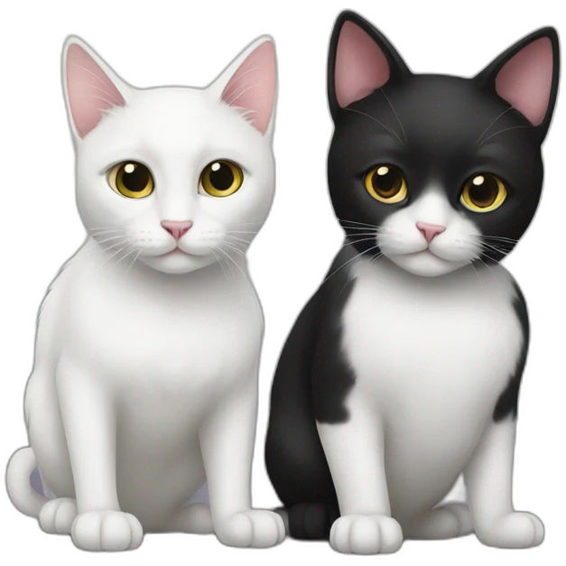 White cat and black cat emoji