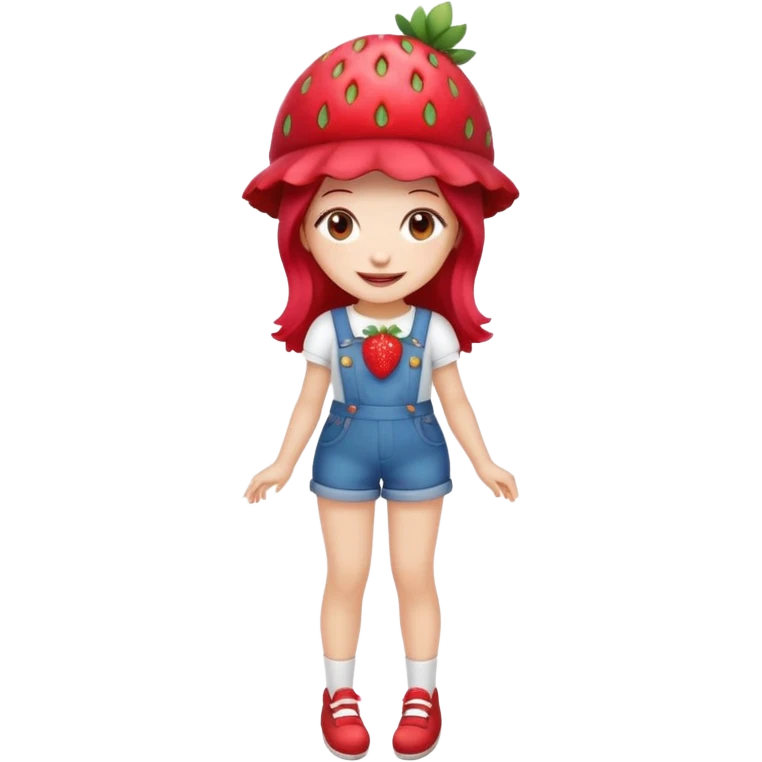 Strawberry shortcake human girl full body and legs with a strawberry hat on her hair without a cake emoji