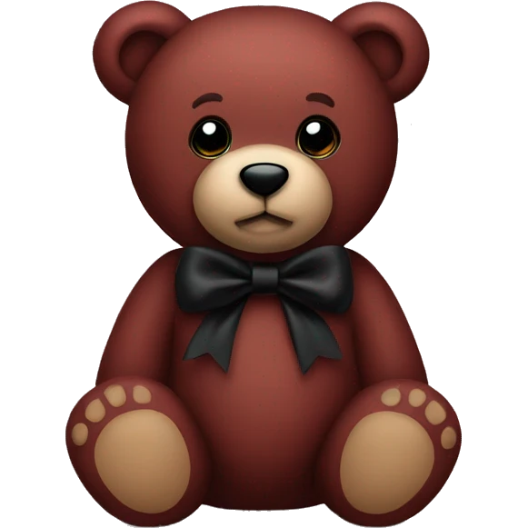 maroon teddy bear with black bow emoji