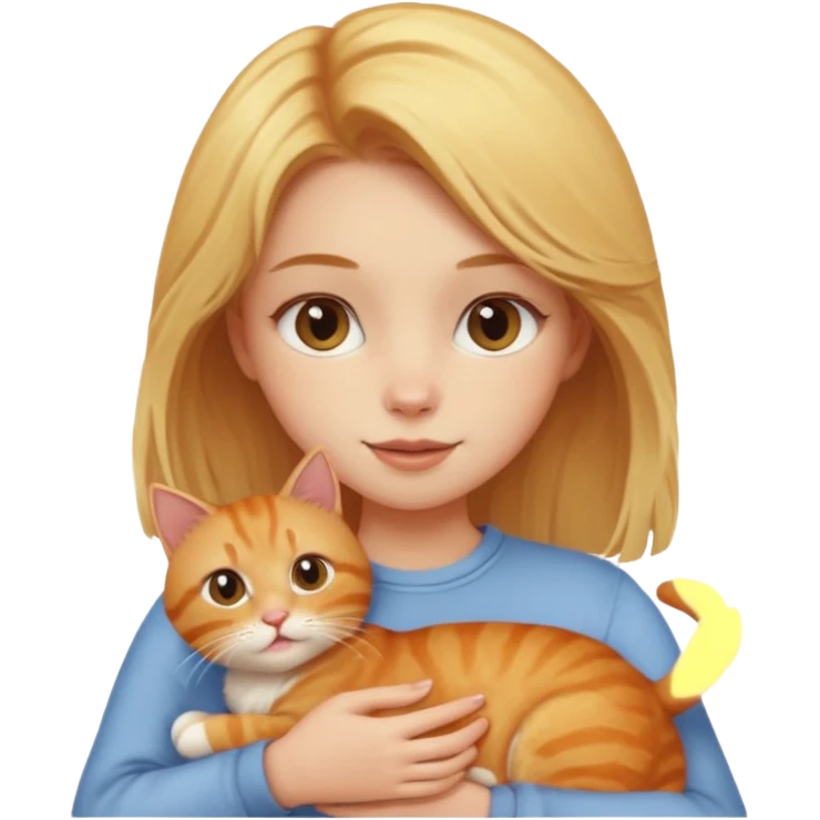 Девушка блондинка с рыжим котиком emoji